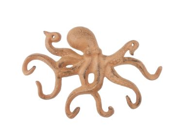 Cast Iron Octopus Hook 11" (Finish: Rustic Orange)