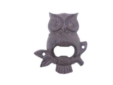Cast Iron Owl Wall Mounted Bottle Opener 6" (Finish: Cast Iron)
