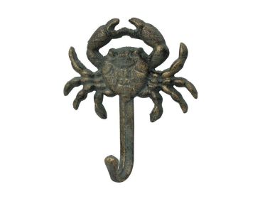 Cast Iron Wall Mounted Crab Hook 5" (Finish: Seaworn Bronze)