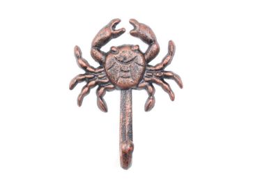 Cast Iron Wall Mounted Crab Hook 5" (Finish: Rustic Copper)