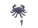 Cast Iron Decorative Crab with Six Metal Wall Hooks 7"