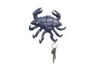 Cast Iron Decorative Crab with Six Metal Wall Hooks 7"