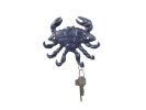 Cast Iron Decorative Crab with Six Metal Wall Hooks 7"