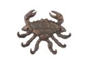 Cast Iron Decorative Crab with Six Metal Wall Hooks 7"