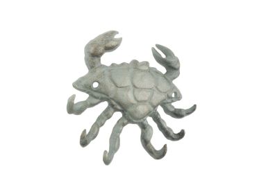 Cast Iron Decorative Crab with Six Metal Wall Hooks 7" (Finish: Antique Bronze)