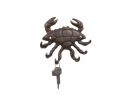 Cast Iron Decorative Crab with Six Metal Wall Hooks 7"