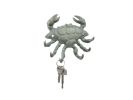 Cast Iron Decorative Crab with Six Metal Wall Hooks 7"