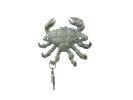 Cast Iron Decorative Crab with Six Metal Wall Hooks 7"