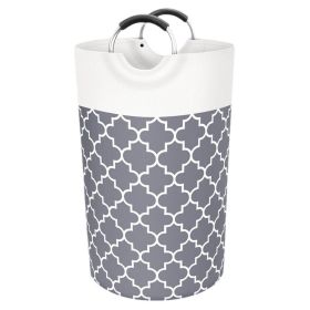 82L Laundry Basket Portable Foldable Home Laundry Storage Bag Cotton Hamper For Kids Toys Storage Dirty Clothes Basket Bag (Color: Gray)