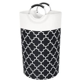 82L Laundry Basket Portable Foldable Home Laundry Storage Bag Cotton Hamper For Kids Toys Storage Dirty Clothes Basket Bag (Color: Black)