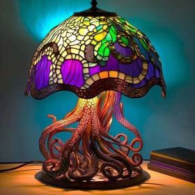 Colored Resin Plant Series Desk Lamp (Color: Octopus desk lamp, style: Battery mounted version)