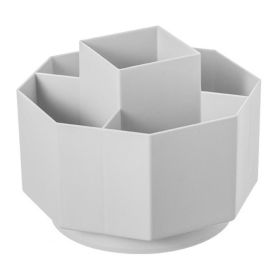 1pc Multifunctional 360 Degree Rotating Pen Holder Creative Large Capacity Desktop Storage Box Pencil Organizer School Stationery (Color: Grey)