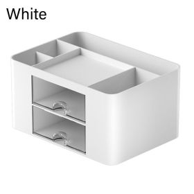 1pc Desktop Storage Drawers Cosmetic Makeup Organizer, Jewelry Display Box, Large Capacity Storage Box With Transparent Drawer, Pen Holder (Color: White)
