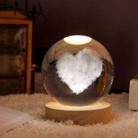 1pc Creative Crystal Ball Decoration; Desktop Night Light; Bedroom Night Light Valentine's Day Gifts Birthday Gifts - Love Cloud (Option: 6cm Love Cloud)