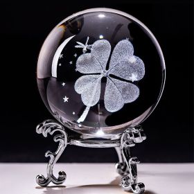 Four-leaf Clover Crystal Ball Art Accent Decoration (Color: Silver)