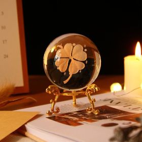 Four-leaf Clover Crystal Ball Art Accent Decoration (Color: Gold)
