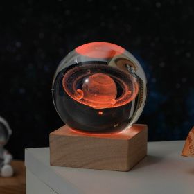 Cosmos Series Crystal Ball Night Lights; Milky Way; Moon; Desktop Bedroom Small Ornaments; Creative Valentine's Day Gifts Birthday Gifts (Option: 6cm Saturn)