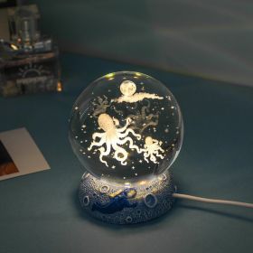 Stars And Seas; Ocean Series Crystal Ball Ornaments; Night Lights; Bedroom Desktop Decorations; Creative Birthday Gifts (Option: Octopus)