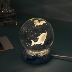 Stars And Seas; Ocean Series Crystal Ball Ornaments; Night Lights; Bedroom Desktop Decorations; Creative Birthday Gifts (Option: Dolphin)
