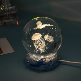 Stars And Seas; Ocean Series Crystal Ball Ornaments; Night Lights; Bedroom Desktop Decorations; Creative Birthday Gifts (Option: Jellyfish)