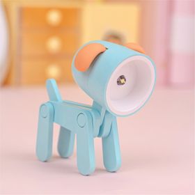 Cute Kawaii Poseable Animal Mini LED Table Desk Lamp Night Light Toy - Battery Operated (Color: Blue, Items: Dog)