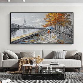 Hand Painted Oil Painting Paris Painting on Canvas Original Art Eiffel Tower Painting Large Wall Art Abstract Art Landscape Cityscape Painting Living (style: 01, size: 100x150)