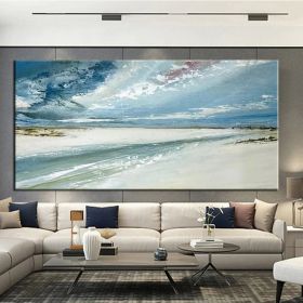 Hand Painted Oil Paintings Abstract Seascape Painting Beach Ocean  Living Room Hallway Luxurious Decorative Painting (size: 100x150cm)