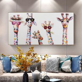 Hand Painted Oil Painting  Horizontal Abstract Animals Giraffe Modern Living Room Hallway Bedroom Luxurious Decorative Painting (size: 100x150cm)