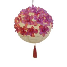 Cute Fabric Flower Paper Lantern Small Decorative Lantern Handhold Hanging Festival Decor (Color: Pink)