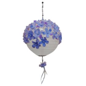Cute Fabric Flower Paper Lantern Small Decorative Lantern Handhold Hanging Festival Decor (Color: Blue)