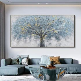 Hand Painted Oil Painting Oil Painting on Canvas Tree Blue Abstract Trees Landscape Modern Oil Painting Original Hand Painted Painting Modern Art (size: 100x150cm)