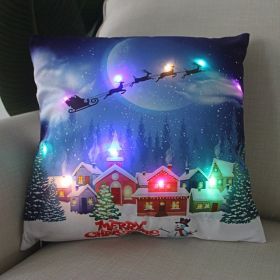 Enchanting Festive LED Christmas Santa Pillow Cushion Cover - Battery Powered (Option: B)