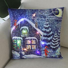 Enchanting Festive LED Christmas Santa Pillow Cushion Cover - Battery Powered (Option: E)