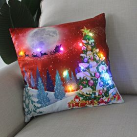 Enchanting Festive LED Christmas Santa Pillow Cushion Cover - Battery Powered (Option: D)
