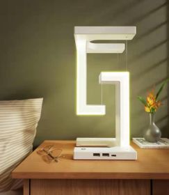 Mesmerizing Floating Anti-Gravity LED Desk Table Lamp Night Light with Smartphone Wireless Charging (style: White classic)