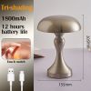 LED Rechargeable Metal Mushroom Touch Dimmable Table Lamp