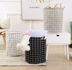 Large Capacity Waterproof Foldable Round Laundry Hamper Storage Basket (Color: H[Grey Crosshatch])