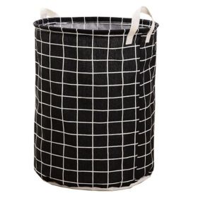 Large Capacity Waterproof Foldable Round Laundry Hamper Storage Basket (Color: G[Black Crosshatch])