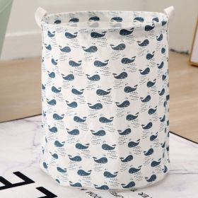 Large Capacity Waterproof Foldable Round Laundry Hamper Storage Basket (Color: E[Whales])