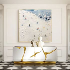 Original Painting on Canvas Ski Sport Oil Painting Snow Scene Painting Large Wall Art Custom Painting Home Decor Living room Wall Art (style: 01, size: 60x60cm)
