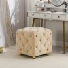 Modern Velvet Upholstered Ottoman, Exquisite Small End Table, Soft Foot Stool,Dressing Makeup Chair, Comfortable Seat for Living Room, Bedroom