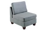 Living Room Furniture Armless Chair Linen Like Fabric 1pc Cushion Armless Chair Wooden Legs