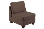 Living Room Furniture Armless Chair Linen Like Fabric 1pc Cushion Armless Chair Wooden Legs