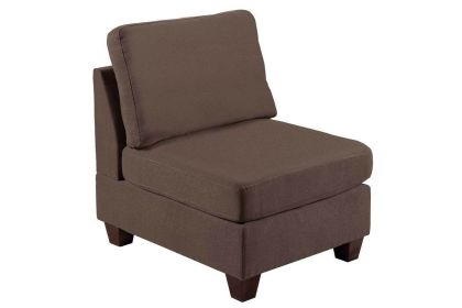 Living Room Furniture Armless Chair Linen Like Fabric 1pc Cushion Armless Chair Wooden Legs (Color: Coffee)
