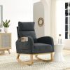 [Video] Welike 27.6"W Modern Accent High Backrest Living Room Lounge Arm Rocking Chair, Two Side Pocket