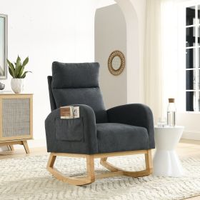 [Video] Welike 27.6"W Modern Accent High Backrest Living Room Lounge Arm Rocking Chair, Two Side Pocket (Color: Dark Grey)