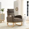 [Video] Welike 27.6"W Modern Accent High Backrest Living Room Lounge Arm Rocking Chair, Two Side Pocket