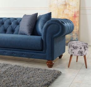 Flora Ottoman (Color: Ivory/Grey Pattern)