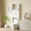 Farmhouse Over The Toilet Storage Cabinet with 2 Barn Door & Toilet Paper Holder Stand, Space-Saving Toilet Rack