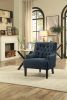 Modern Traditional Accent Chair Button Tufted Textured Fabric Upholstery Solid Wood 1pc Living Room Furniture - as Pic
